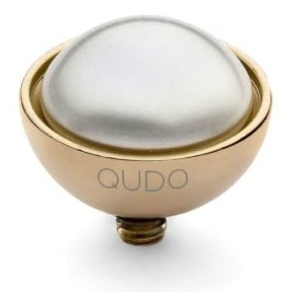 Famosa Bottone 11.5mm White Pearl In Gold Plated Ring Top