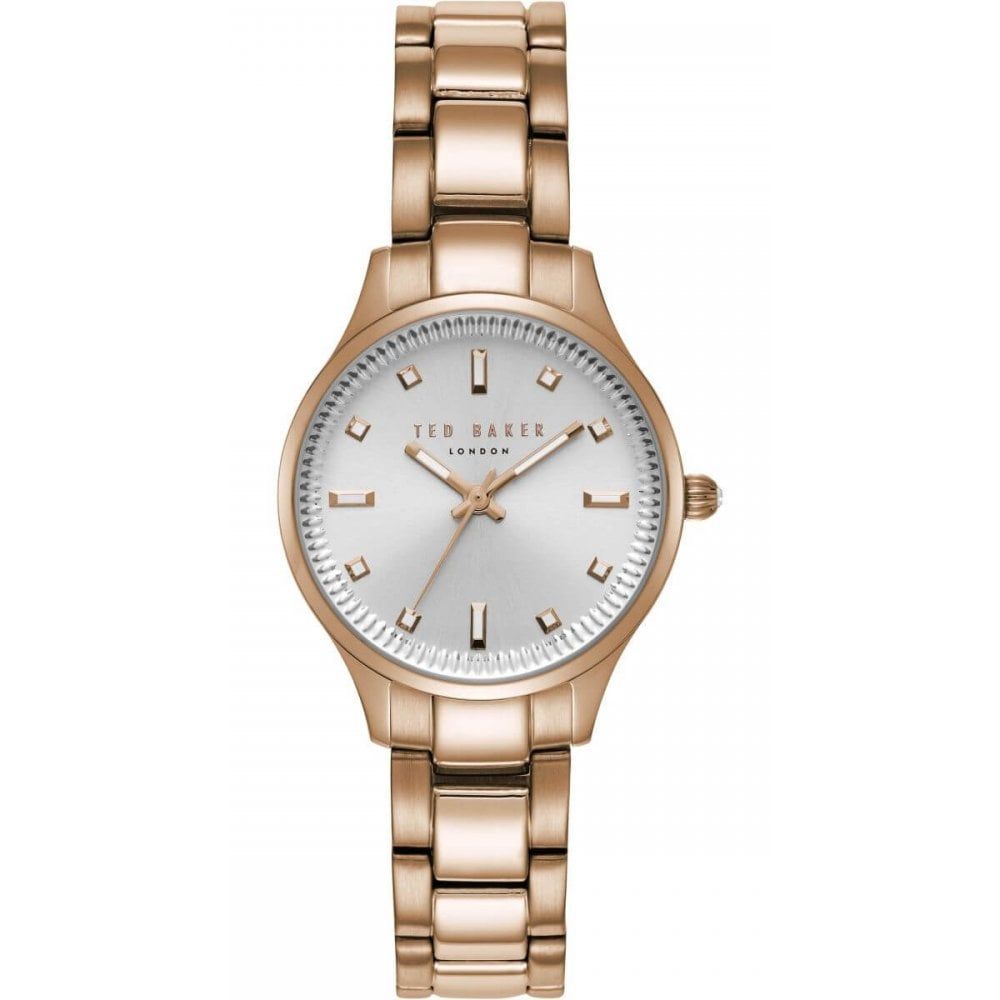 Rose Gold Plated Case With White Dial & Bracelet Strap Ladies Watch