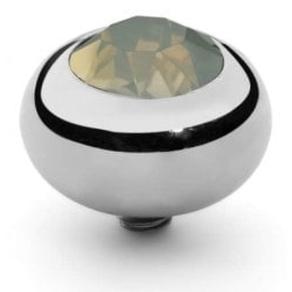 Famosa Silver 10mm Tondo Ring Top Light Grey Opal