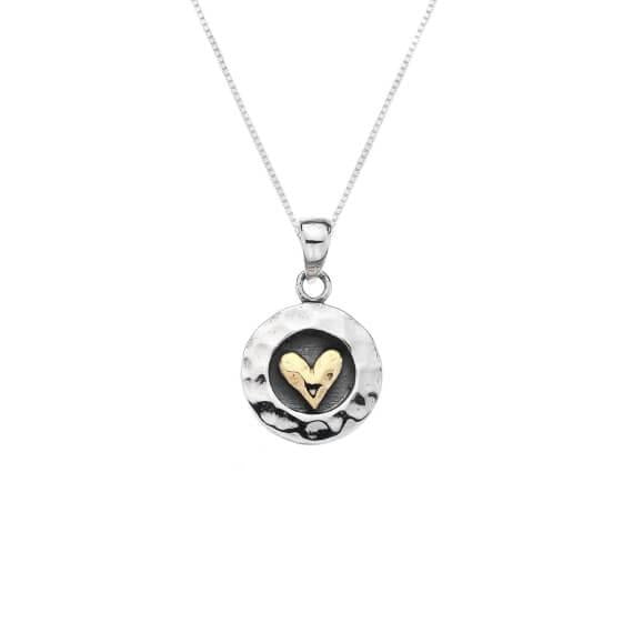 Origins Oxidised Love Heart Round Pendant Necklace