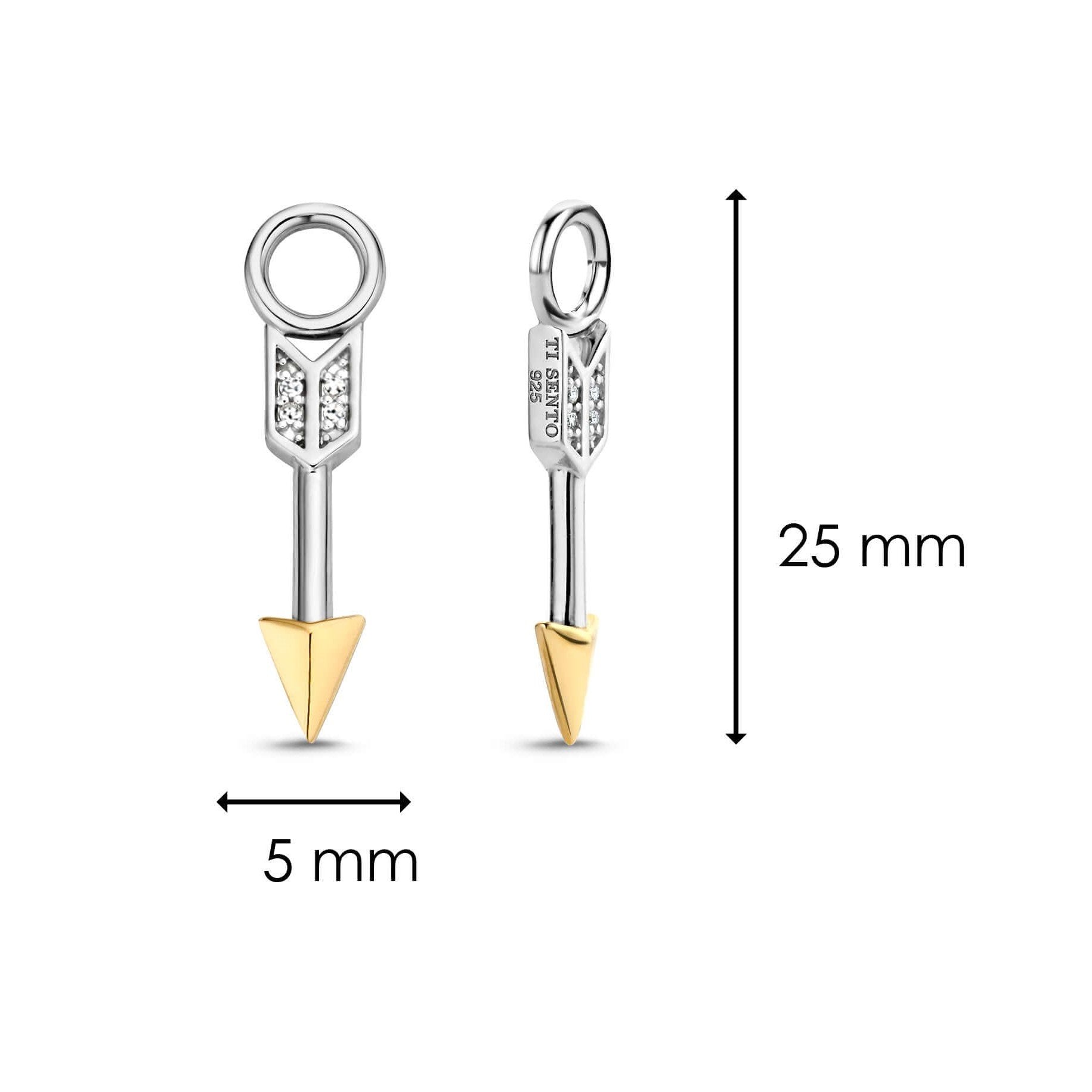 Two Tone CZ Arrow Ear Charm