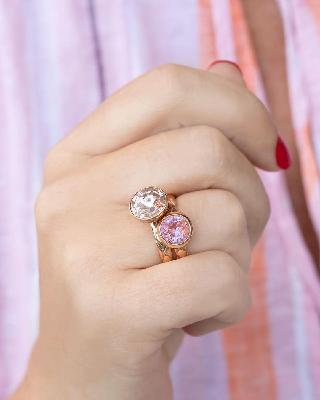 Famosa Rose Gold 13mm Bottone Ring Top Silk