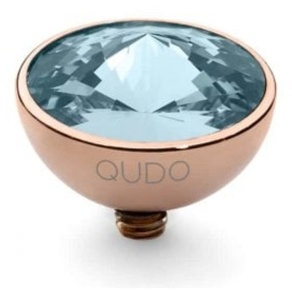 Famosa Rose Gold 11.5mm Bottone Ring Top Aquamarine