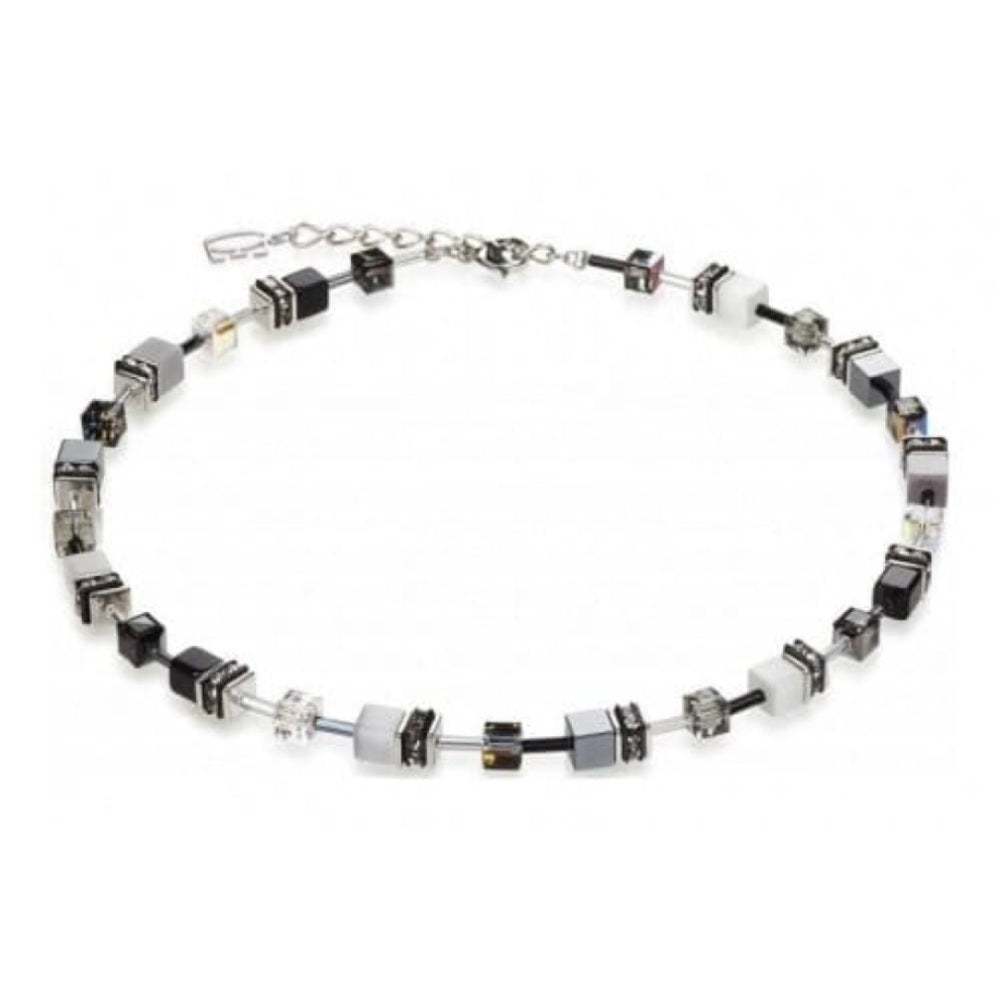 Ladies Synthetic Tigers Eye Black & White Coloured Cube Necklace