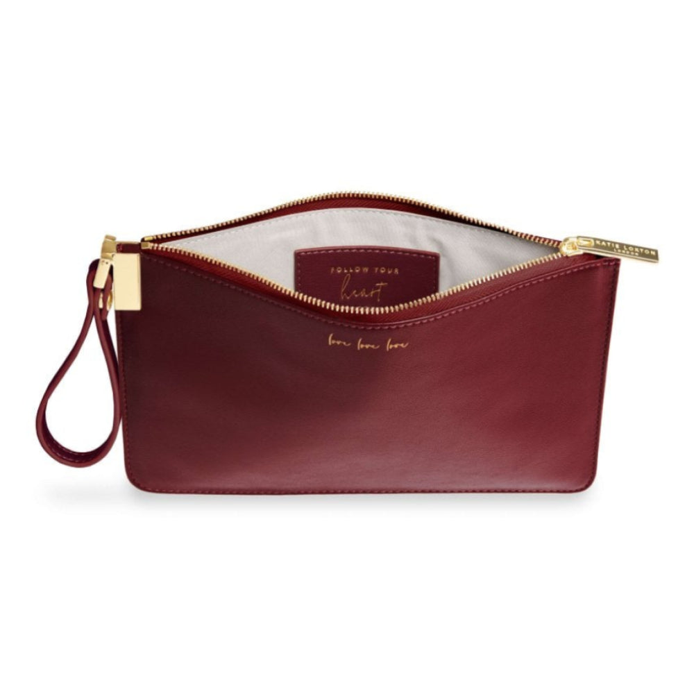 SECRET MESSAGE POUCH - LOVE LOVE LOVE/ FOLLOW YOUR HEART - Burgundy - 16x24cm