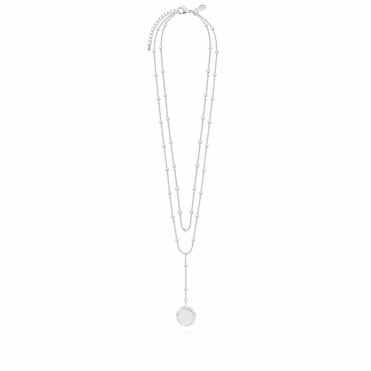 Laila Lariats | Silver Pave Lariat Necklace | Silver | Necklace | Inner Chain 40cm Outer Chain 45cm + 5cm Extender
