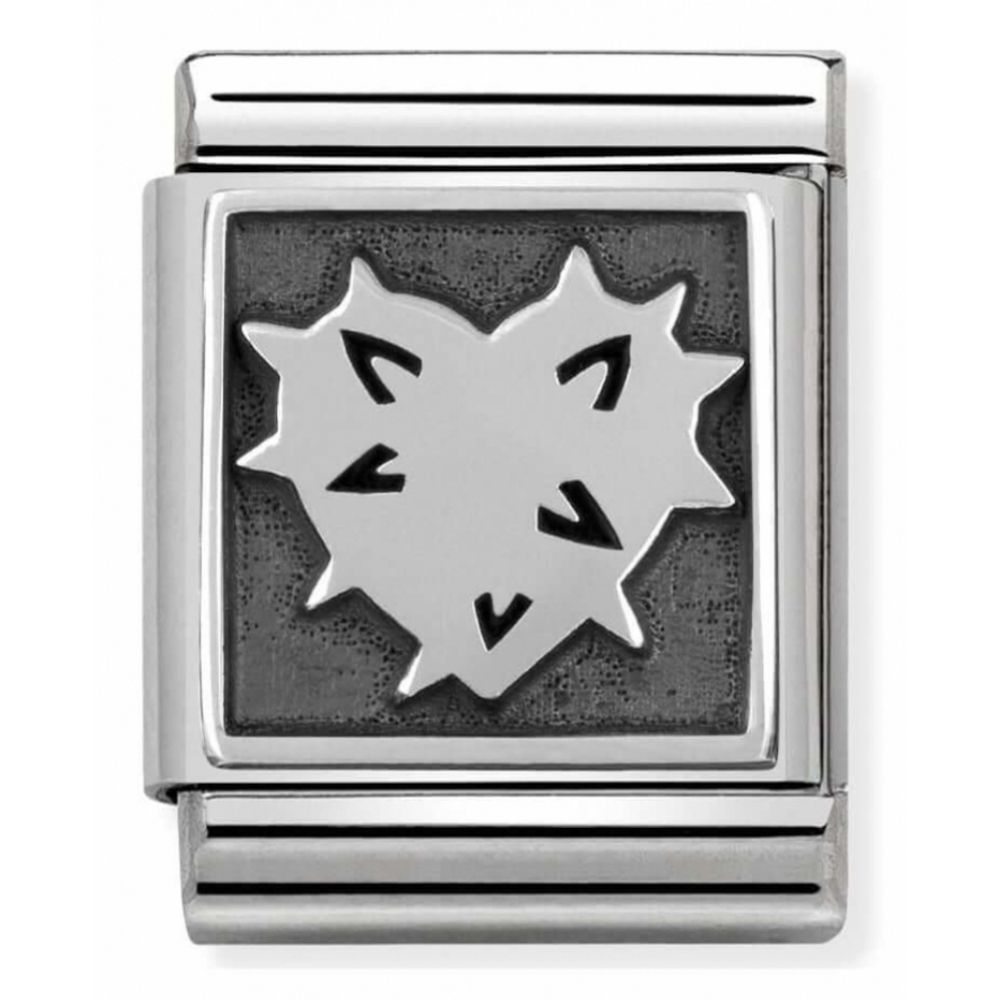 Composable Oxidized Thorn Heart Symbol Stainless Steel And Sterling Silver Big Charm