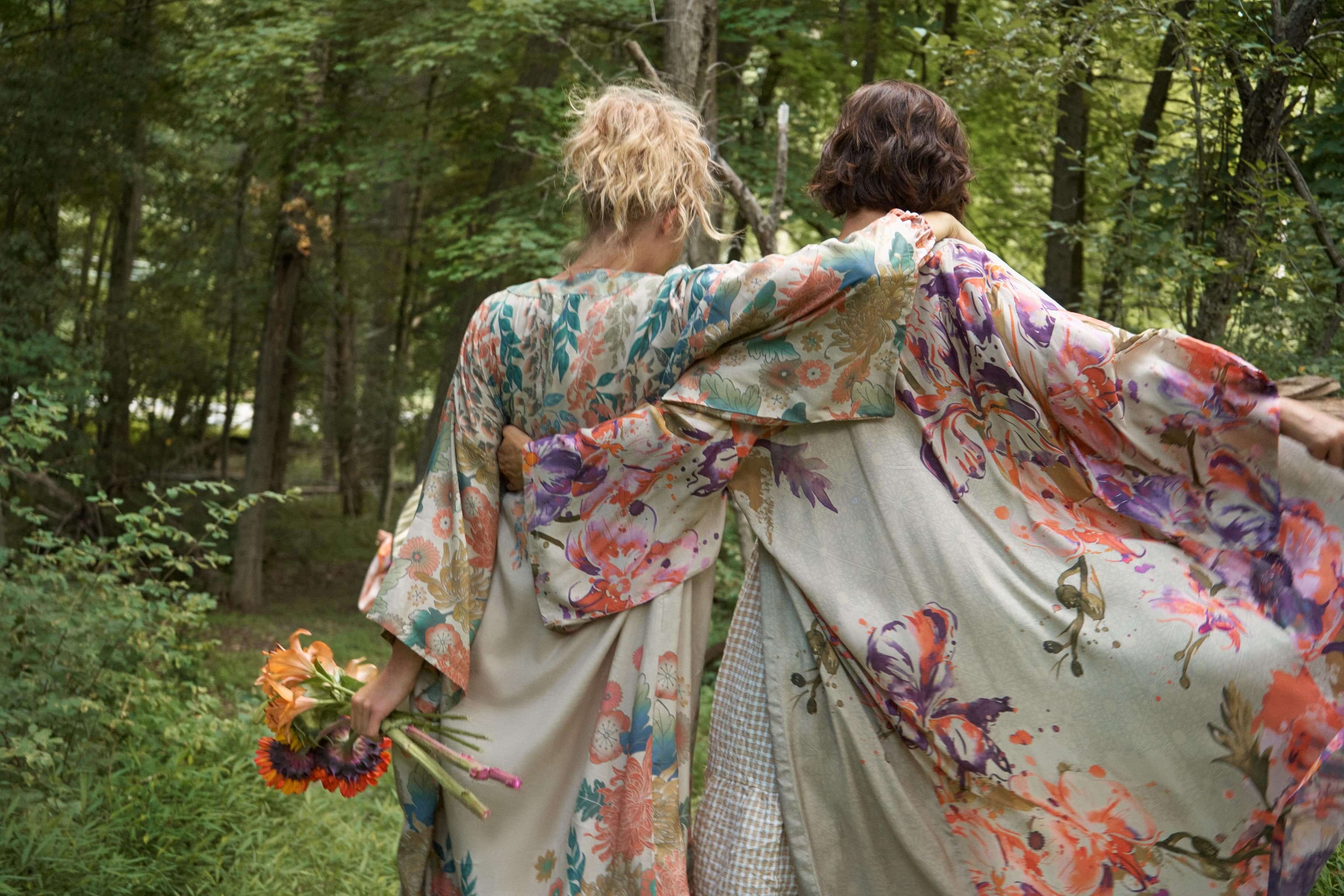 Orchid & Iris Kimono Gown - Coconut
