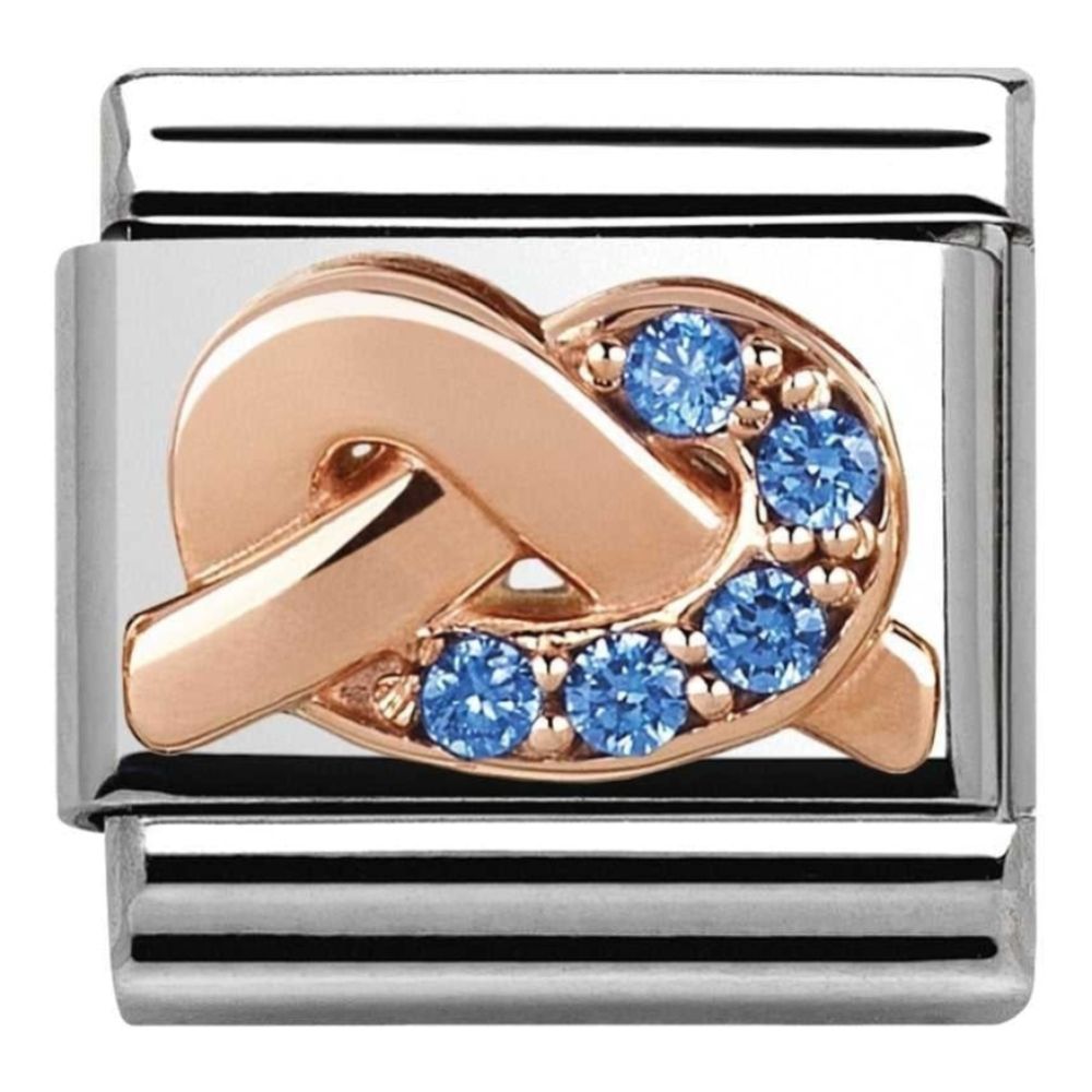 Classic Rose Gold Blue CZ Knot Link