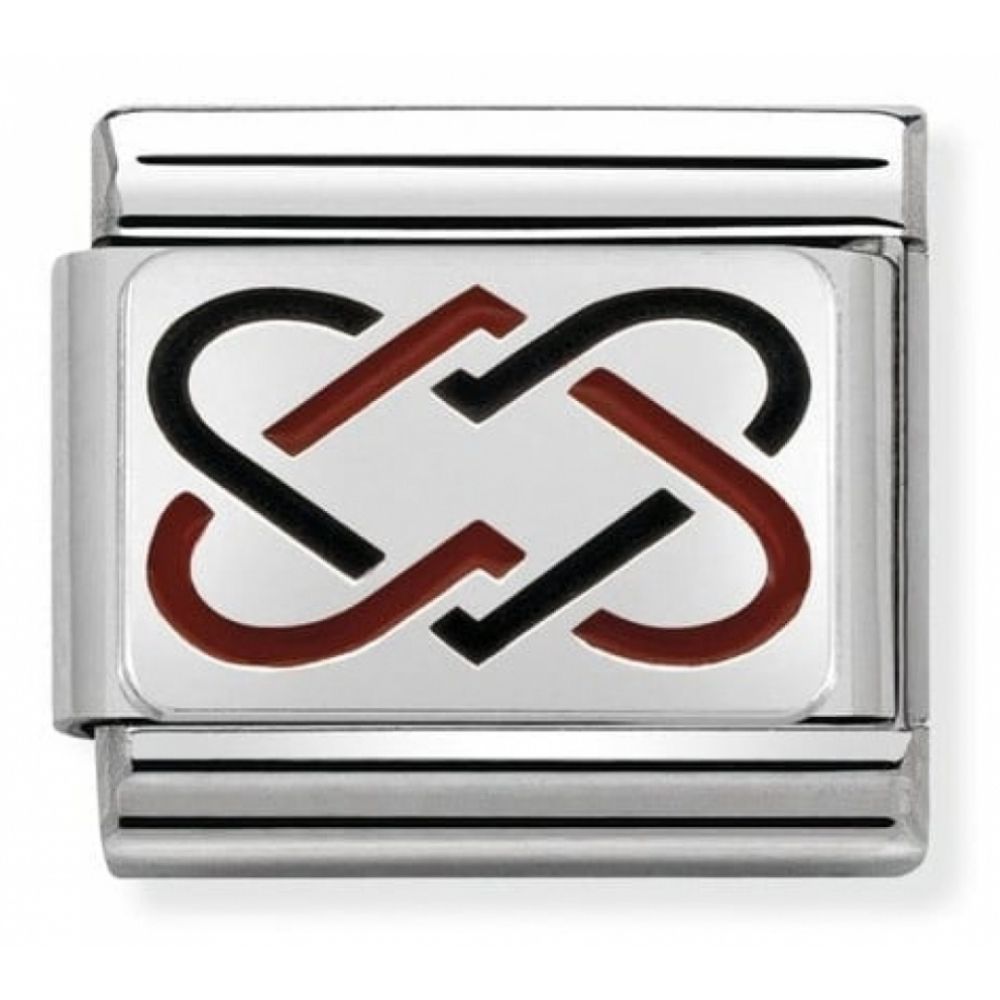 Classic Double Woven Heart In Stainless Steel, Enamel & Silver 925 Charm