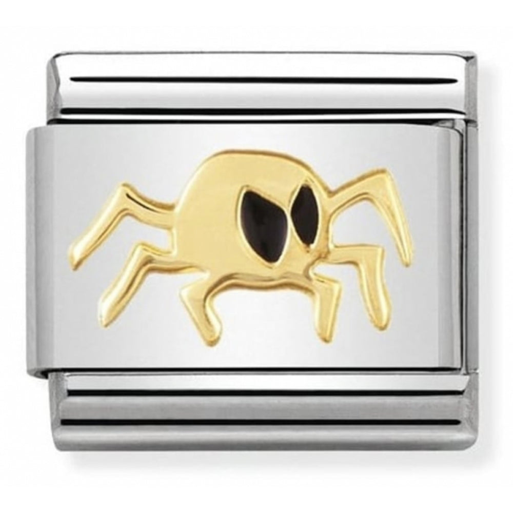 Classic Spider In Stainless Steel With Enamel & 18k Gold Charm