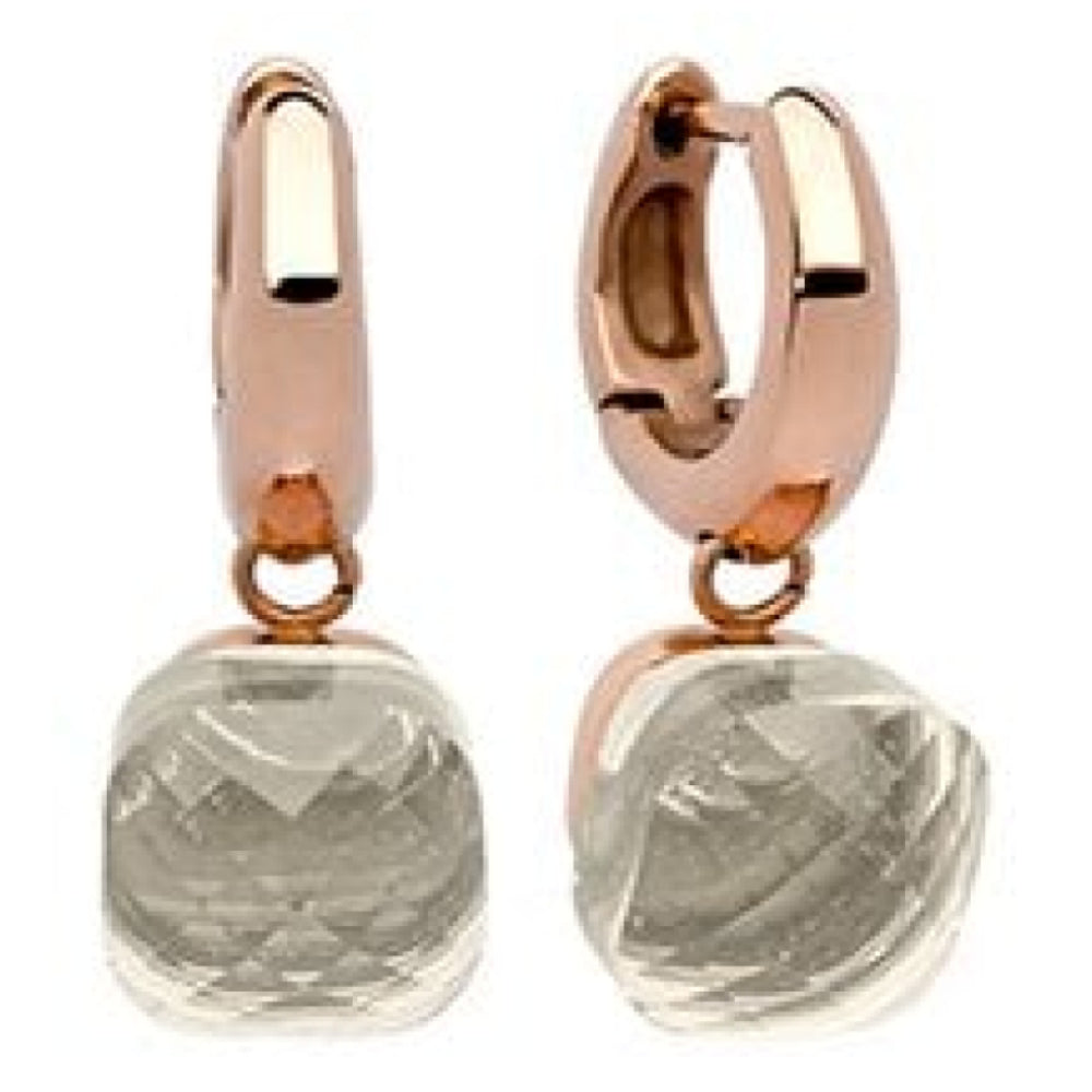 Creole "Firenze" Big (Rg/P) White Topaz Earrings