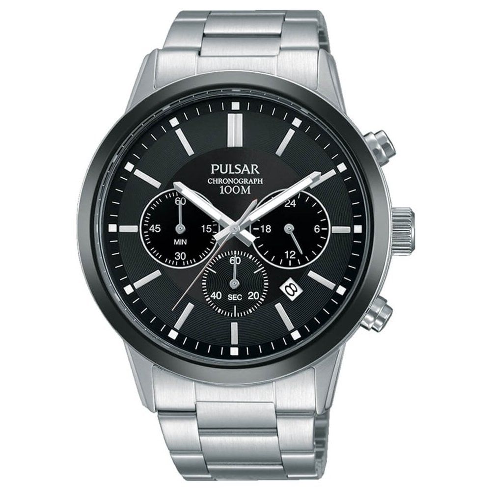 Pulsar Mens Silver Dress Chronograph Watch