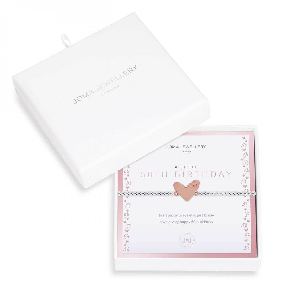 Beautifully Boxed A Littles | 50th Birthday | Silver | Bracelet |17.5cm Stretch