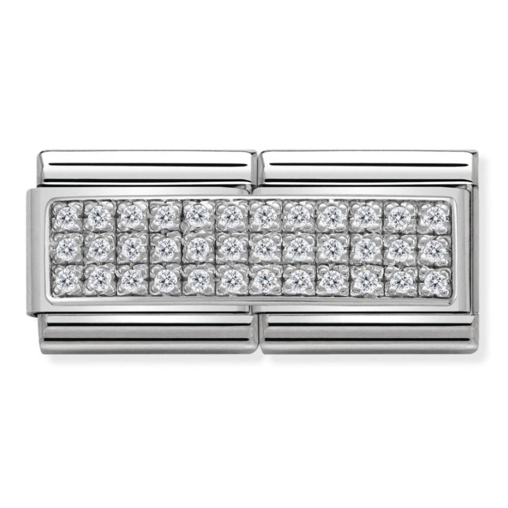 Classic Double Silver & White CZ Link