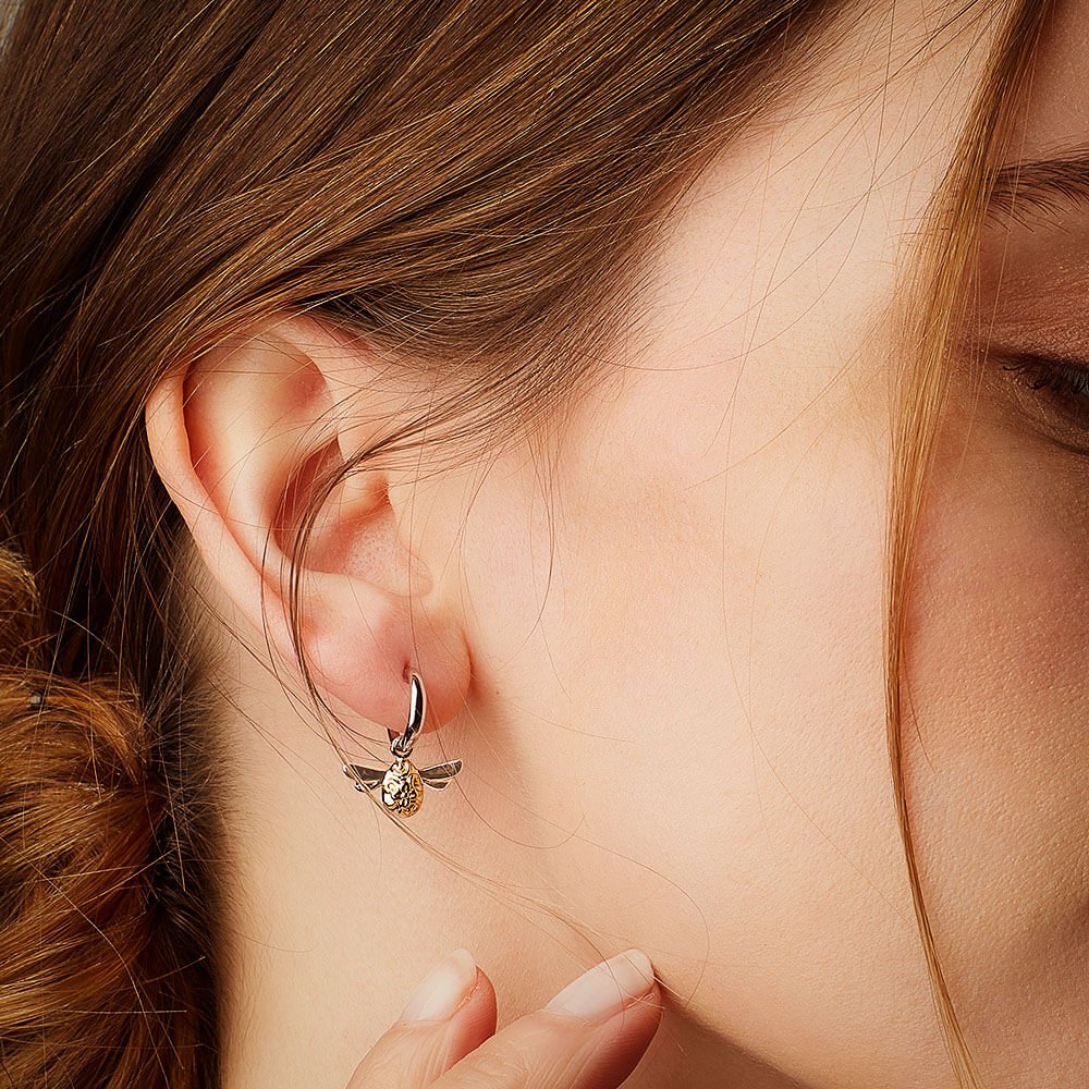 Blossom Flyte Honey Bee Semi Hoop Drop Earrings