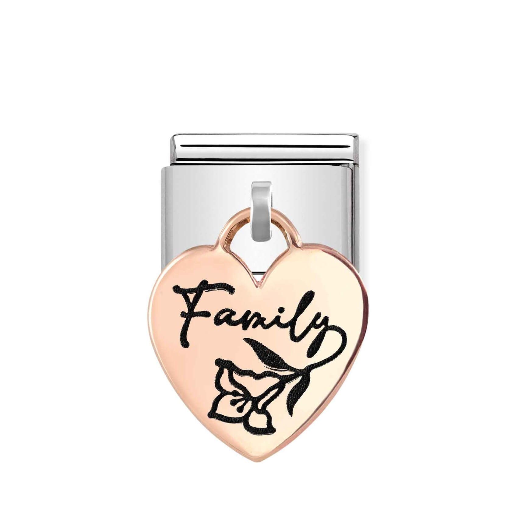 Classic Link In 9K RG Heart Pendant With FAMILY