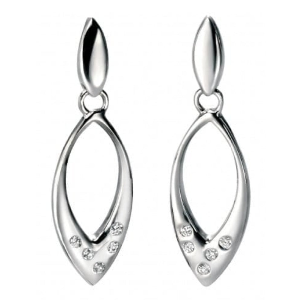 Ladies Silver Marquise Earrings With Cubic Zironia