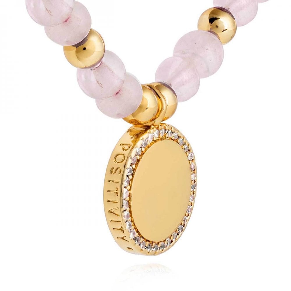 Wellness Gems | Gold | Rose Quartz Bracelet | 17.5cm Stretch