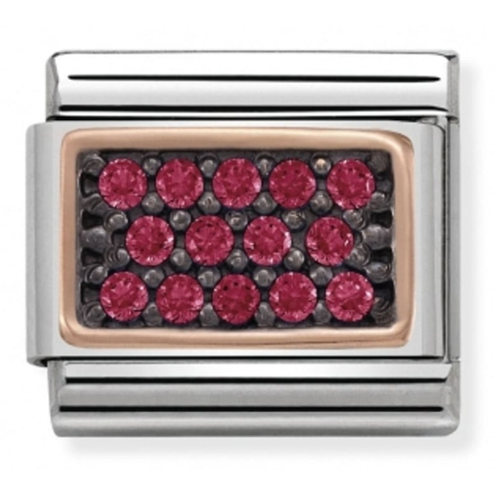 Classic Fuchsia CZ Pave Rose Gold Rectangle