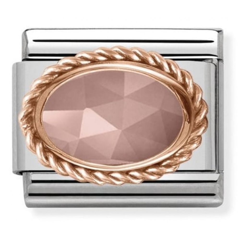 Composable Classic Rich Setting Apricot Chalcedony Stone In Rose Gold & Stainless Steel Charm