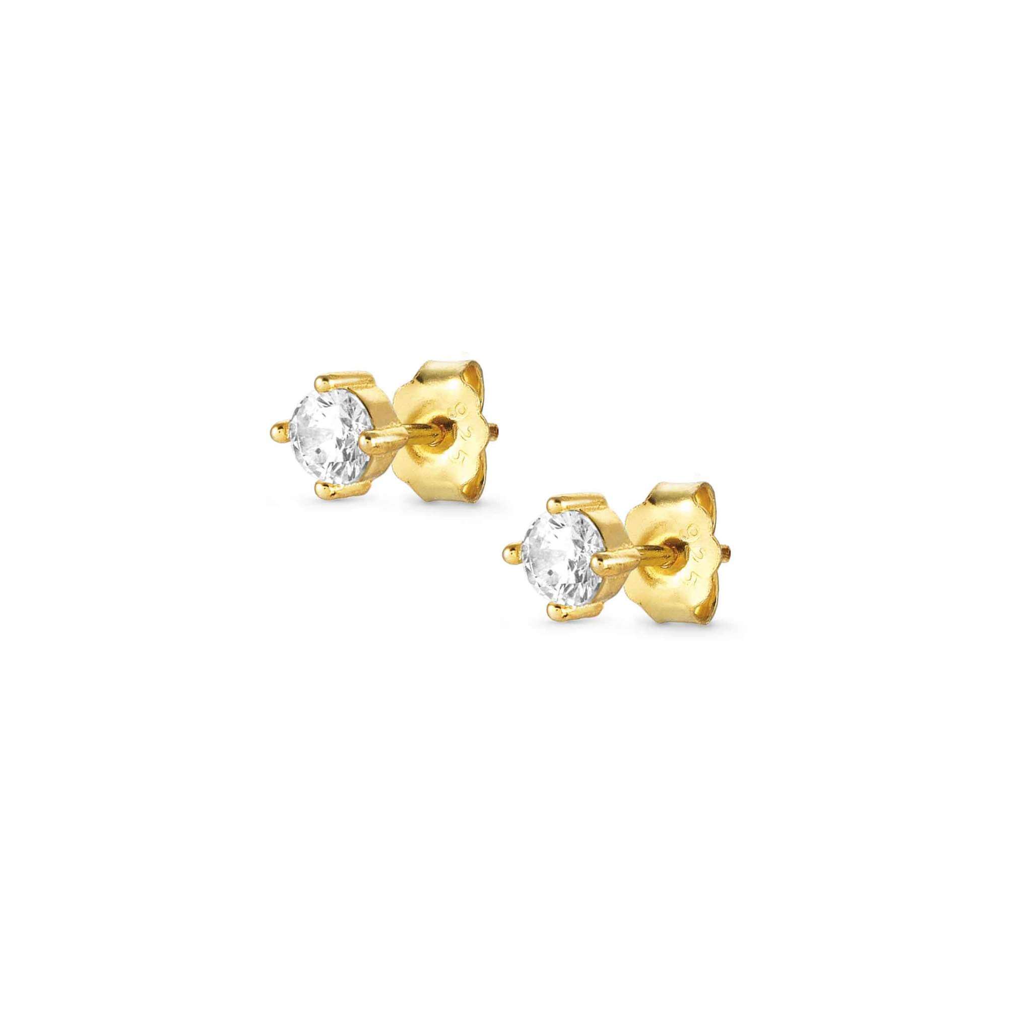 Sentimental Gold Tone & CZ Round Stud Earrings