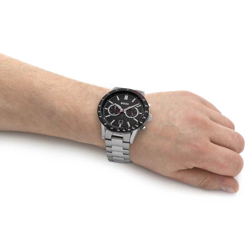 Allure Black Chronograph Dial Stainless Steel Bracelet Gents Watch
