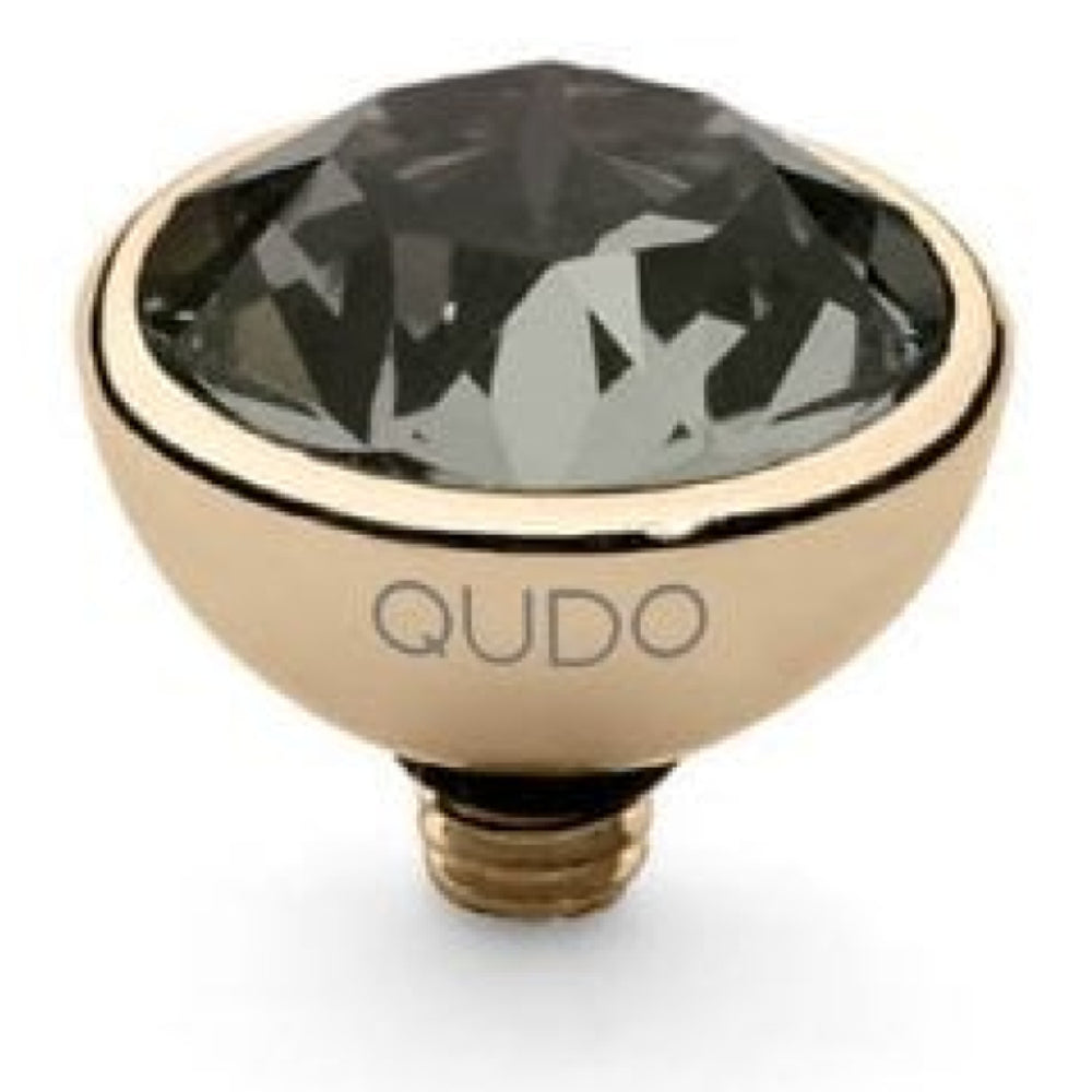 Famosa Gold 10mm Bottone Ring Top Black diamond