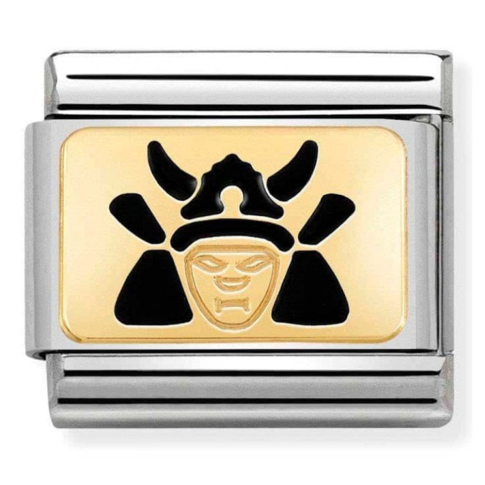 Composable Classic 18k Gold & Black Samurai Plate Steel & Enamel Charm