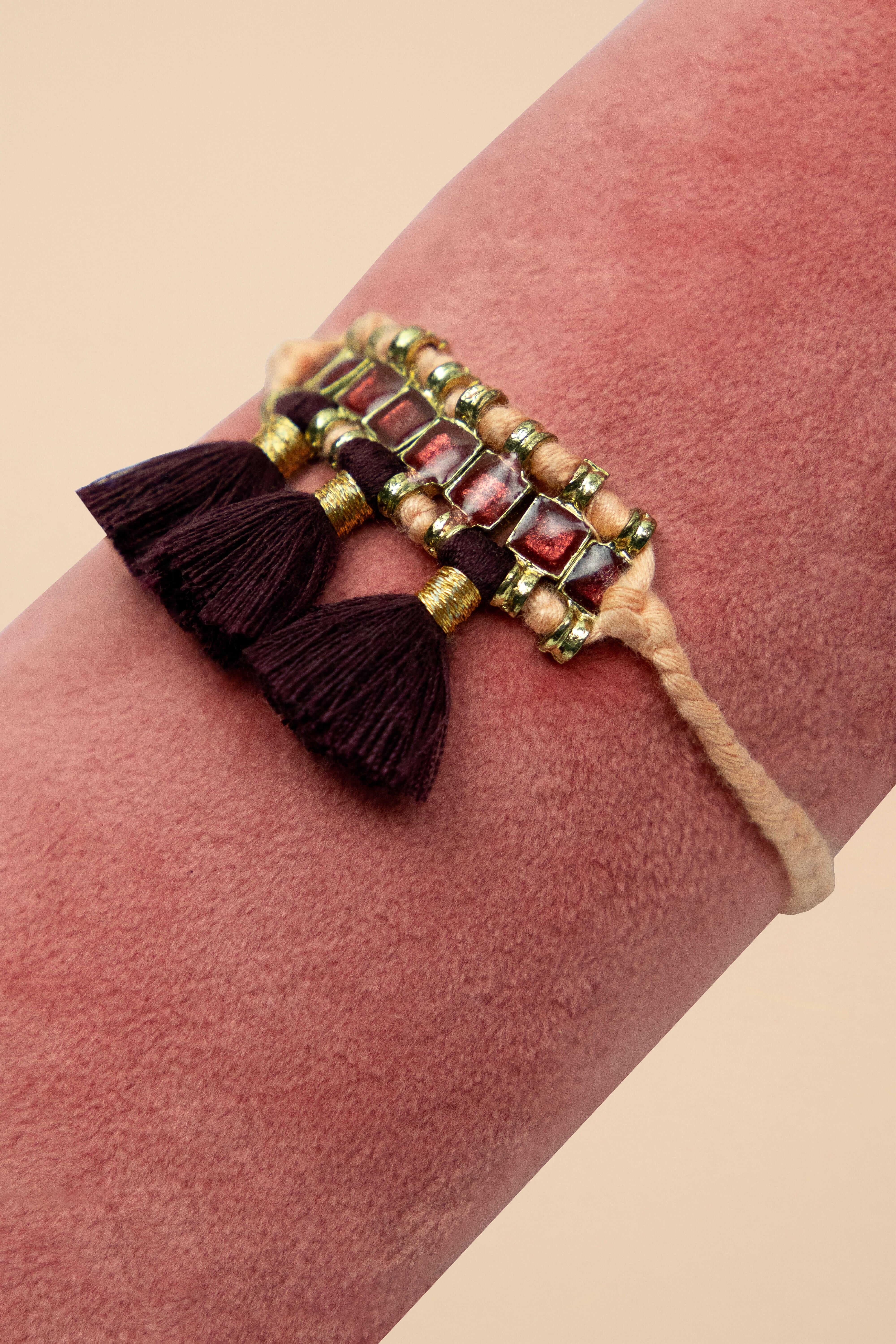 Tasseled Bracelet - Petal/Plum
