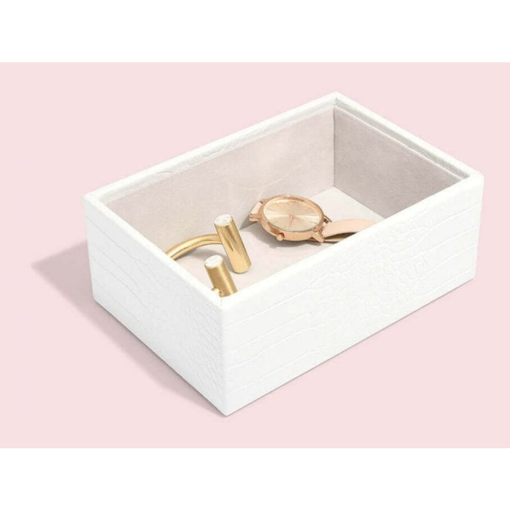 Chalk White Croc Mini Deep Open Stacker