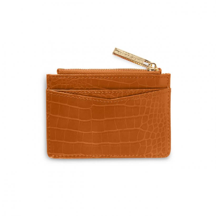 Celine Faux Croc Card Holder | Cognac