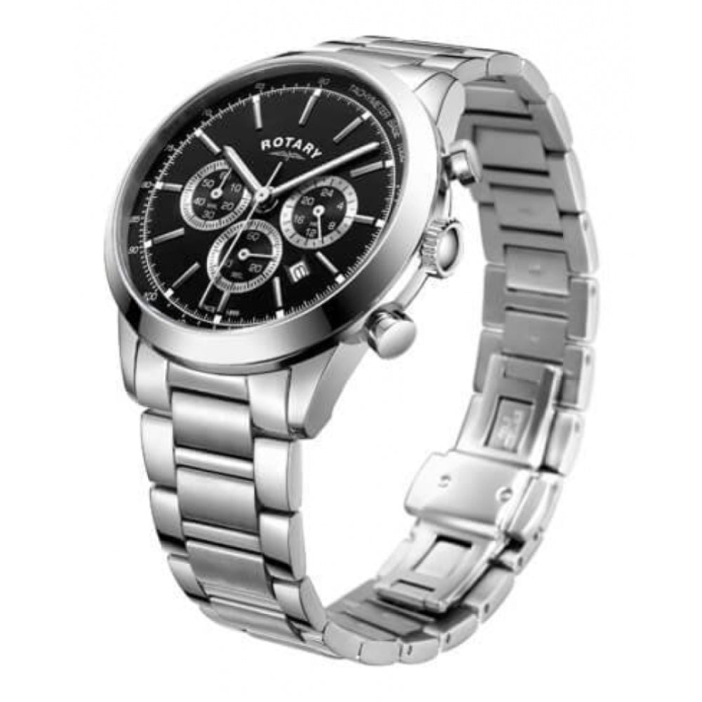 Stainless Steel Black Chronograph Gents Watch