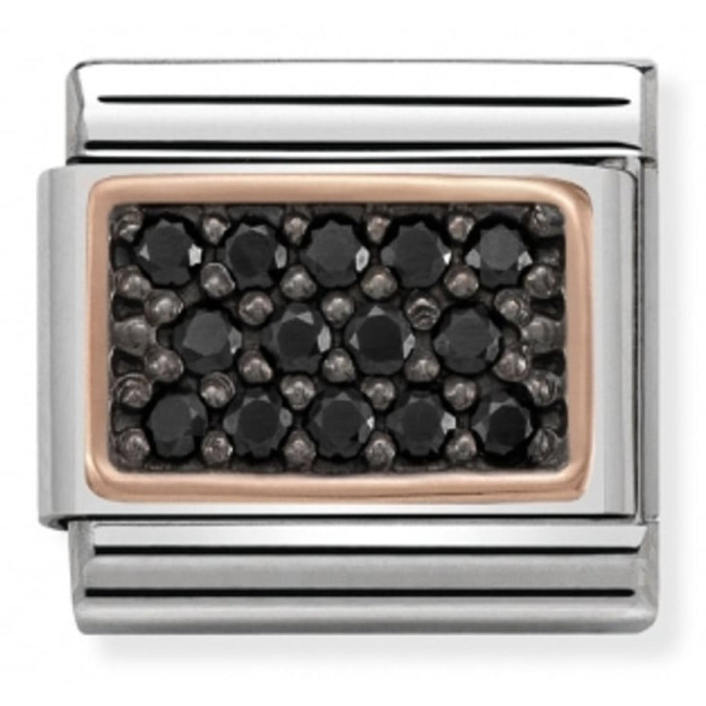 Classic Black CZ Pave Rose Gold Rectangle