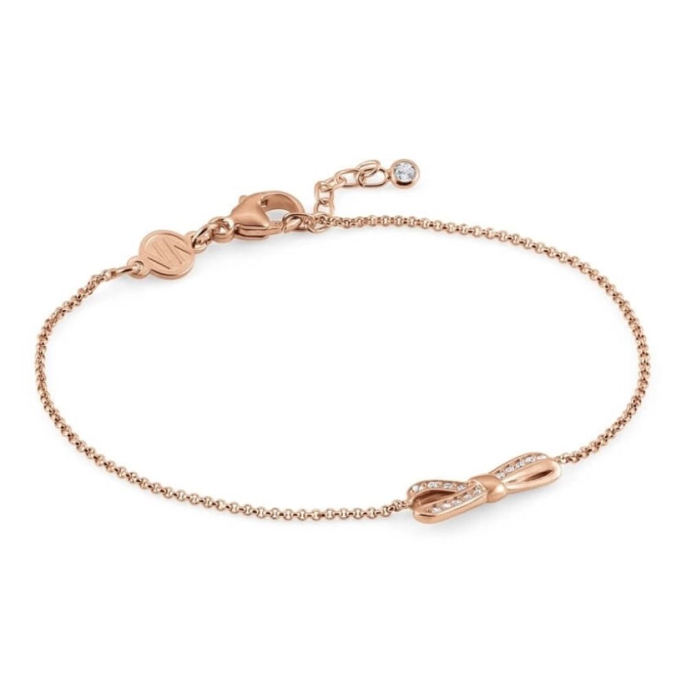 Rose Gold Bracelet with Small Bow & Cubic Zirconia