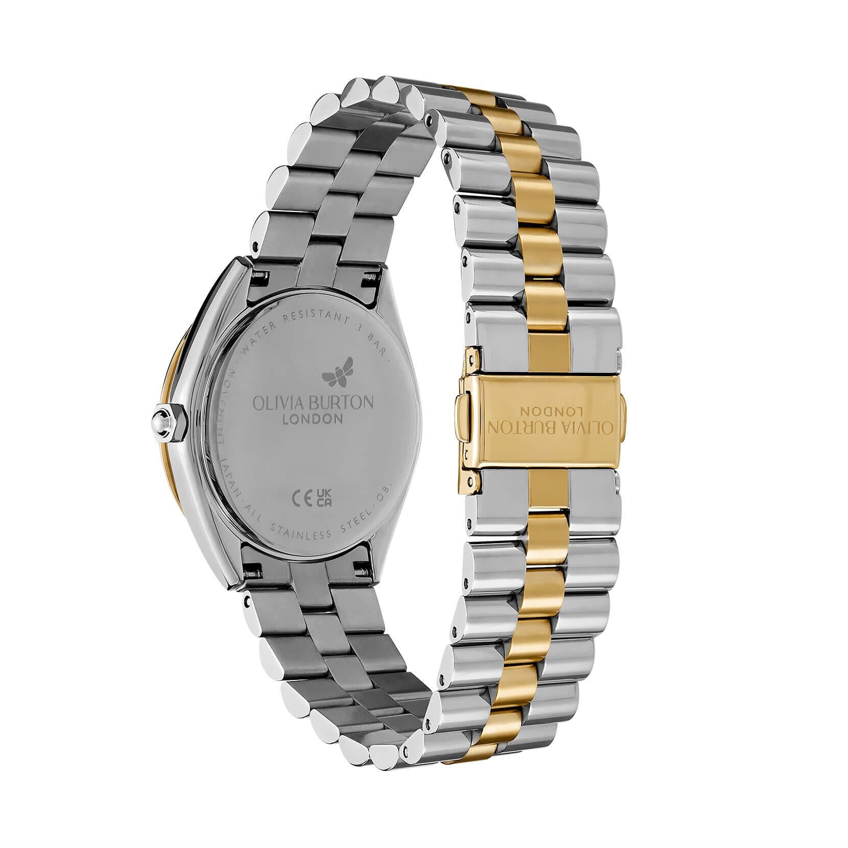 Bejewelled Forest Green Dial & Two Tone Bracelet Watch