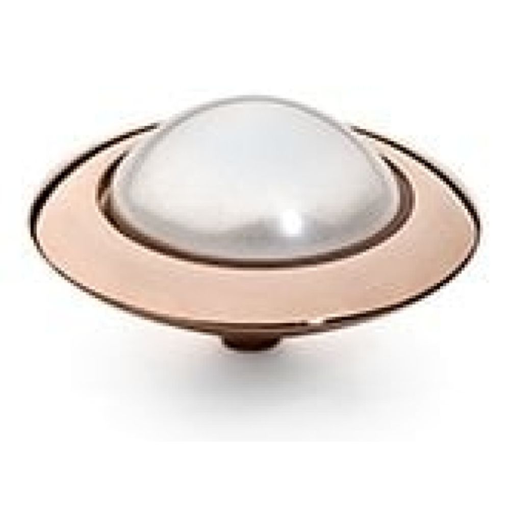 Famosa Rose Gold 16mm Tondo Ring Top White Pearl