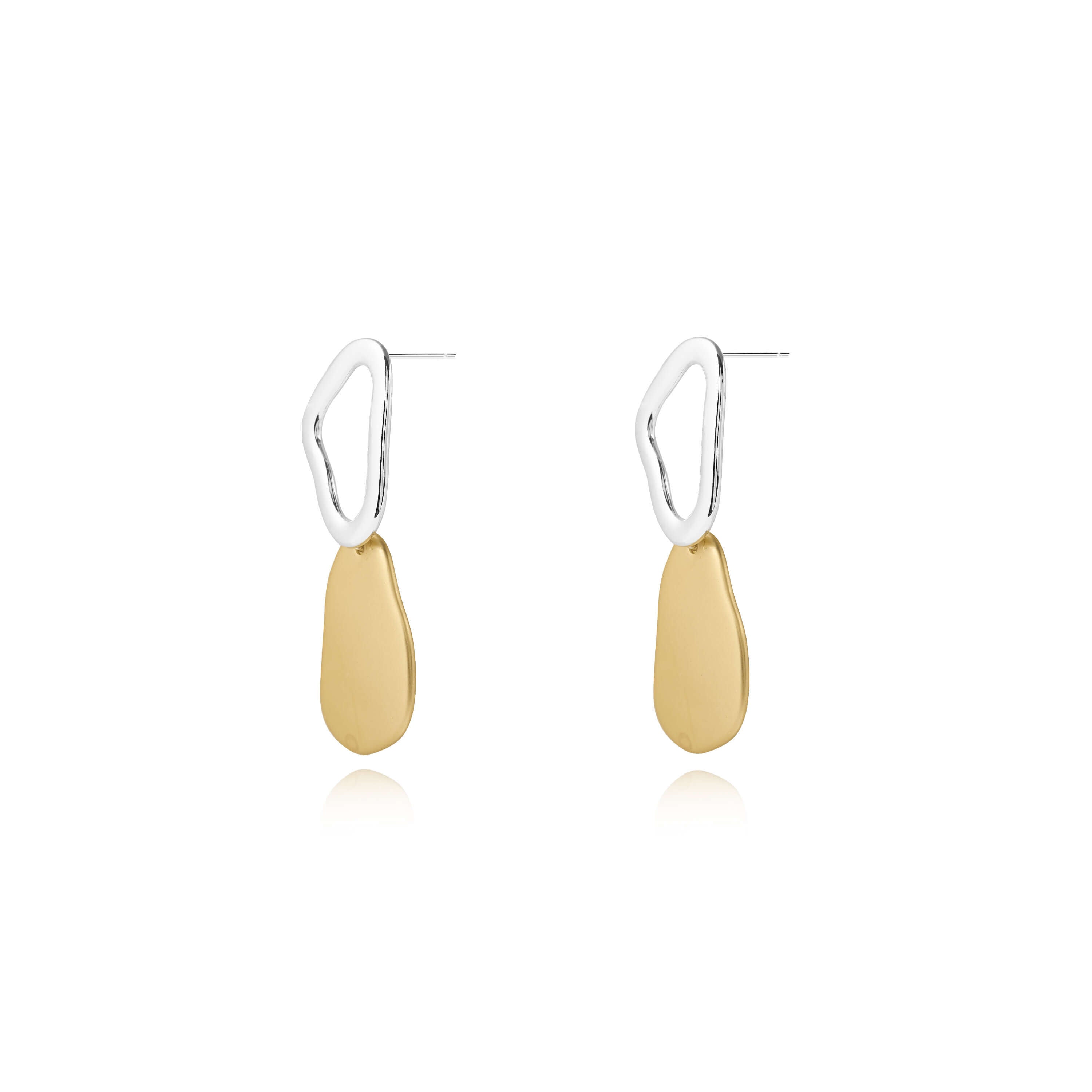Statement Earrings | Silver And Gold | Two Tone Matte Pebble | Earrings