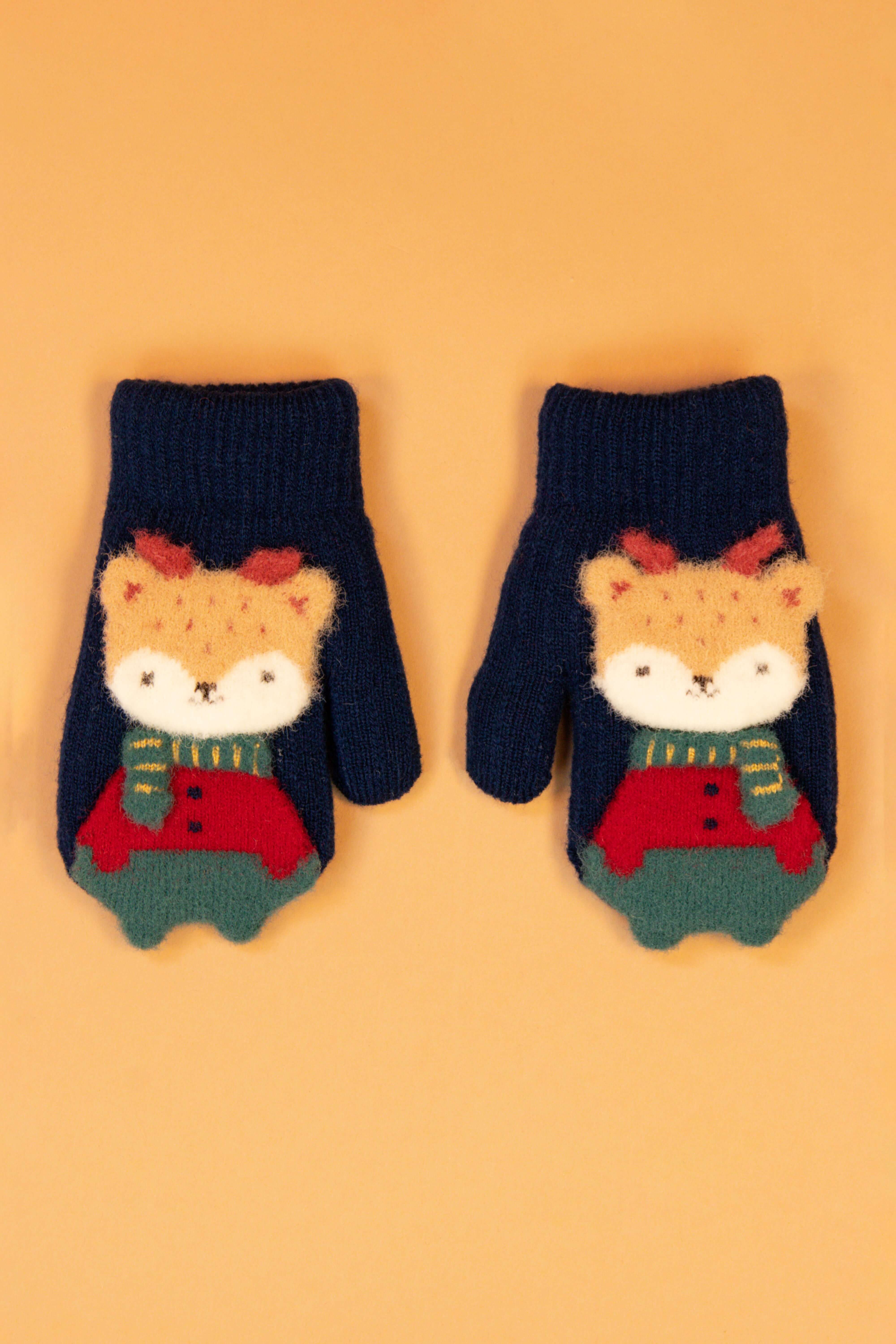 Powder Pal Mittens - Reindeer- Navy