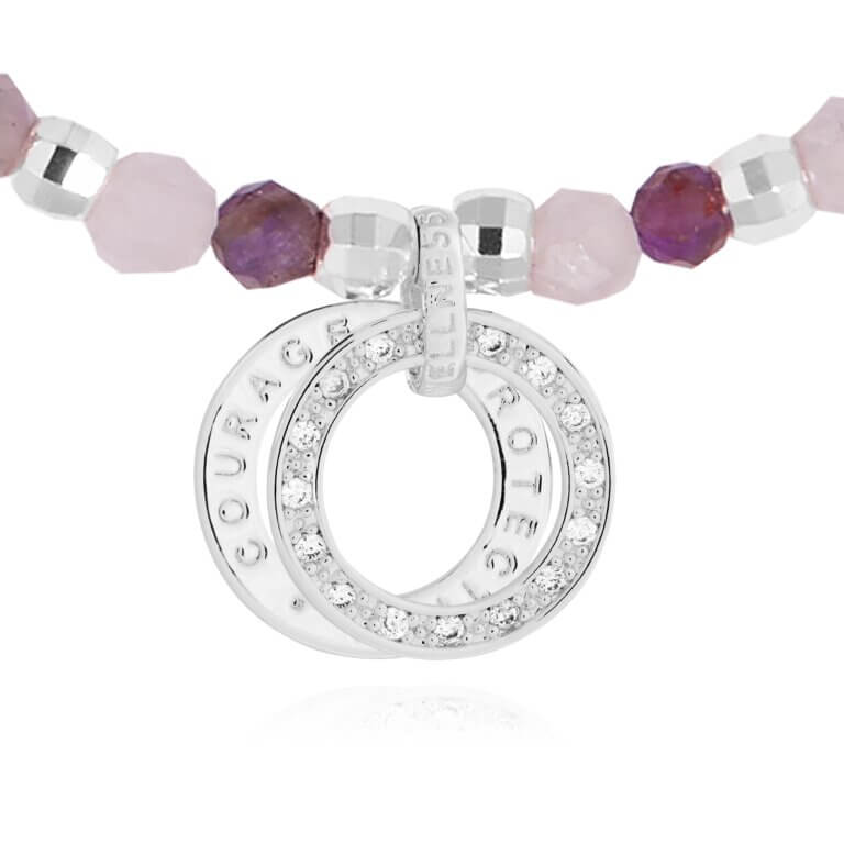 Wellness Gems | Silver | Amethyst And Clear Quartz Bracelet | 17.5cm Stretch
