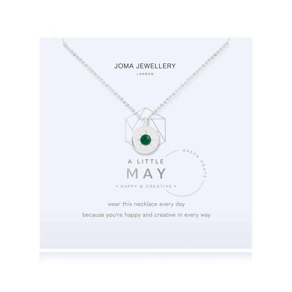 Birthstone A Little Necklace | May Green Agate | Silver | Necklace | 46cm + 5cm Extender