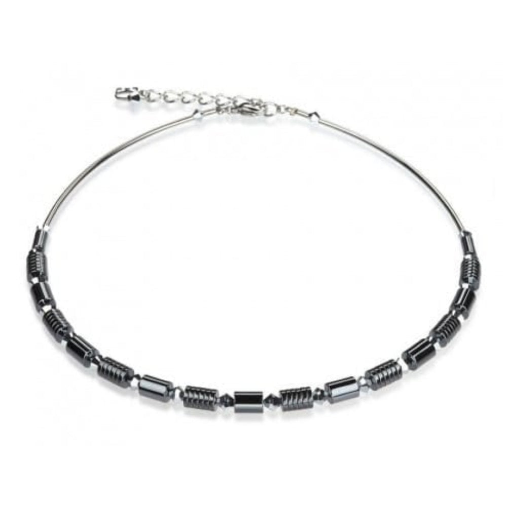 Haematite Cylinder Bead Necklace With Swarovski Elements