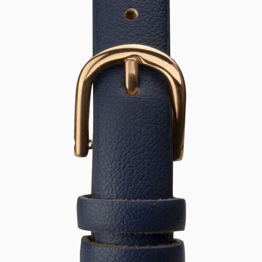 Rose Gold Case With Grey Dial & Blue PU Strap Ladies Watch