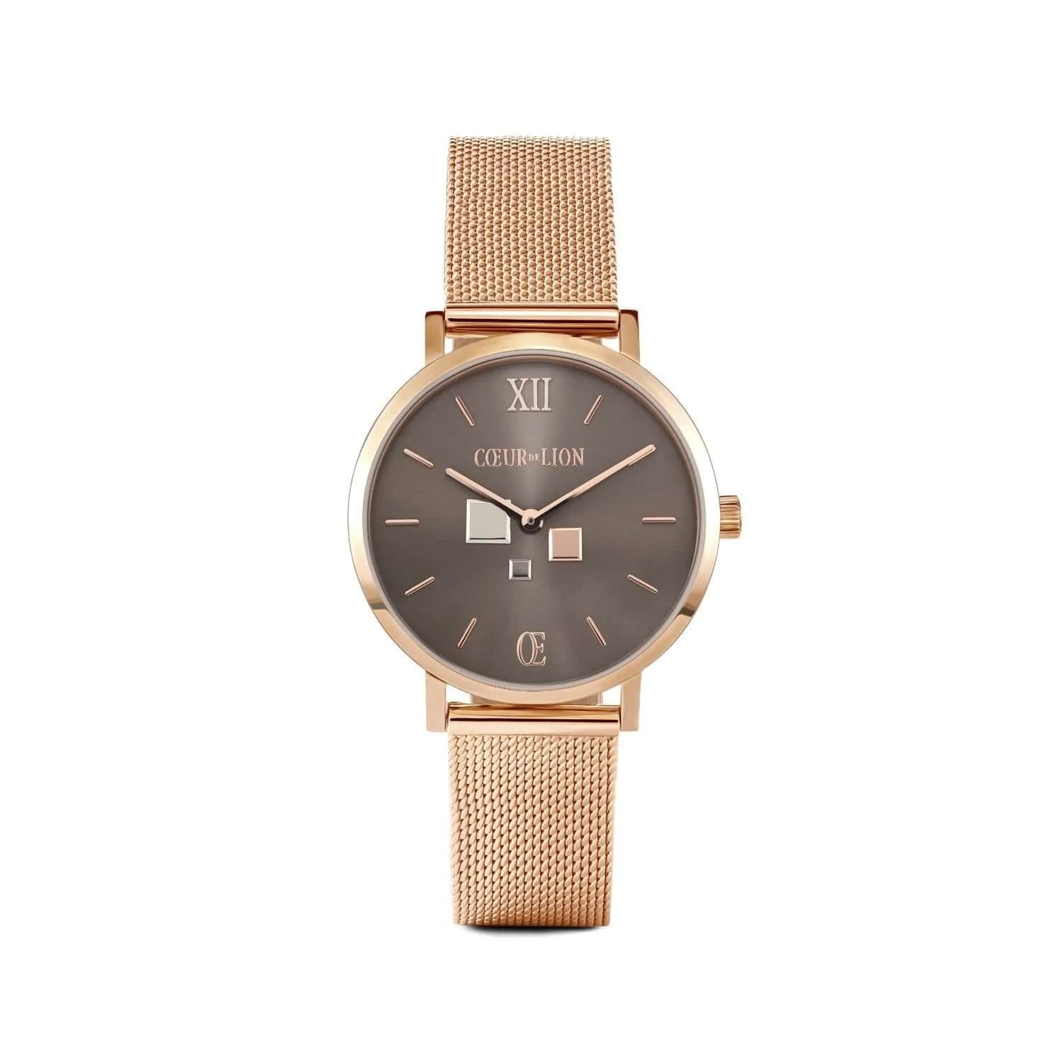 Round Cool Grey Milanese Rose Gold Ladies Watch
