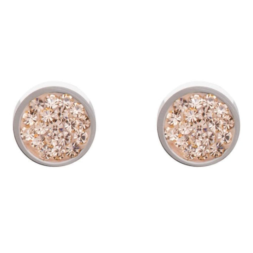 Round Earrings with Stickpin & Peach Swarovski Crystals