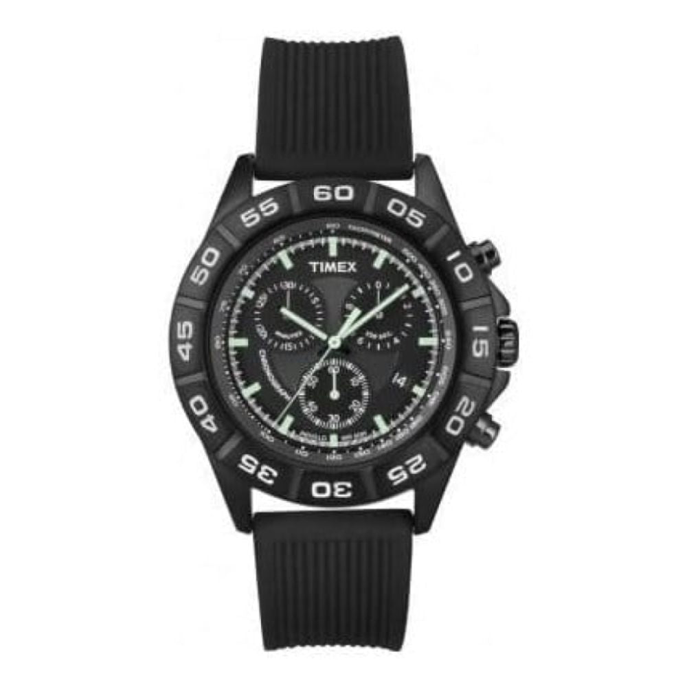 Gents Sport Chronograph Black Rubber Watch