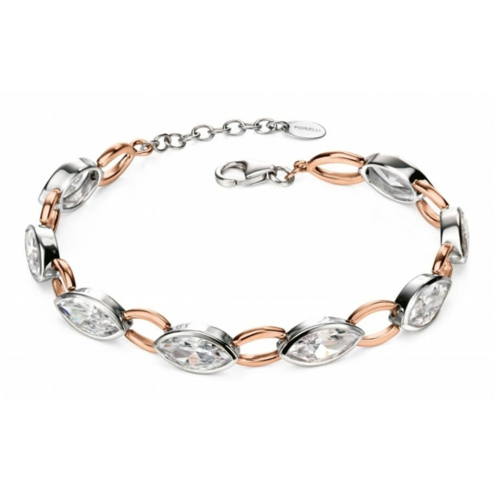 Rose Gold Plated & Clear CZ Marquise Bracelet