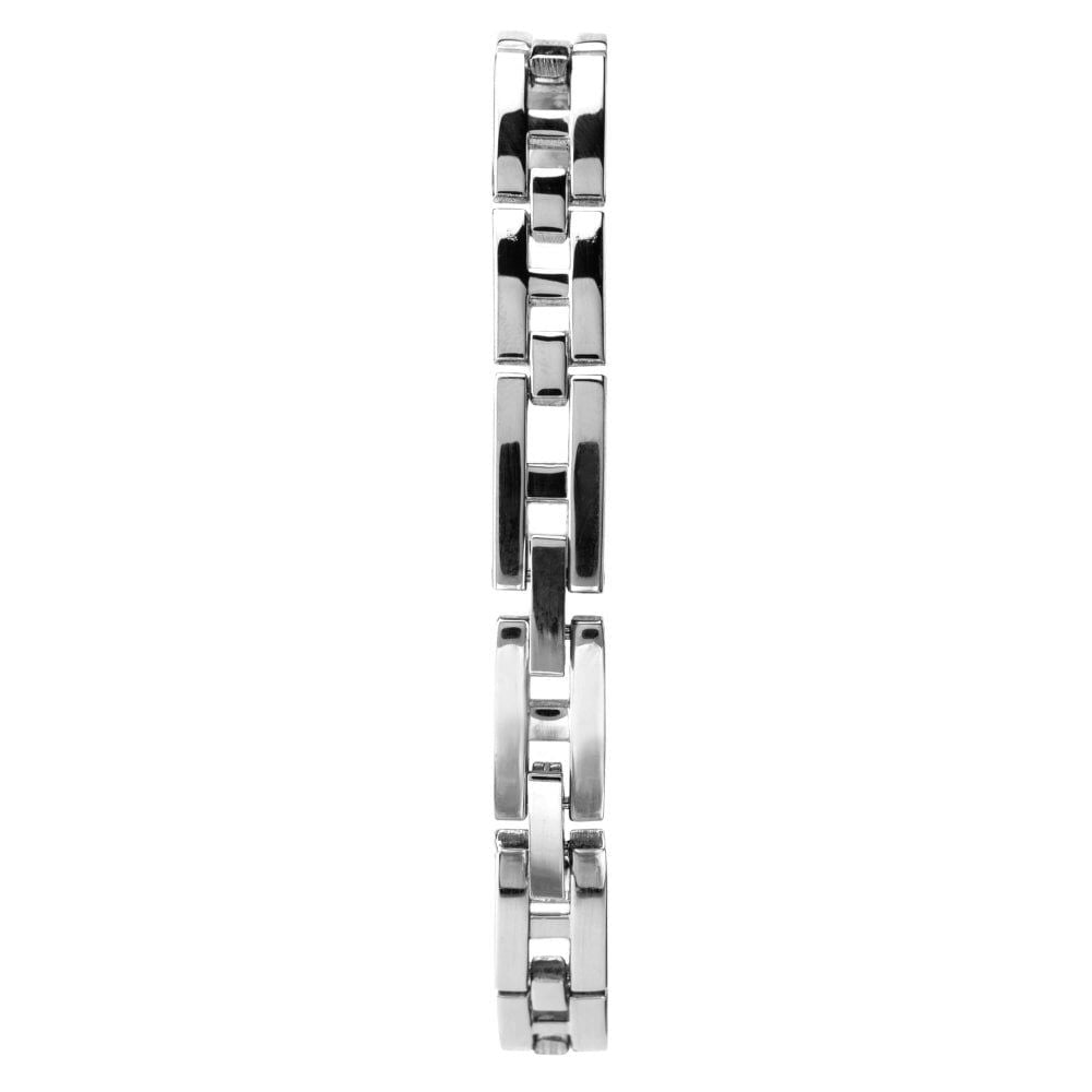 Two-Tone Semi-Bangle Strap With Stone Set Case & White Dial Ladies Watch