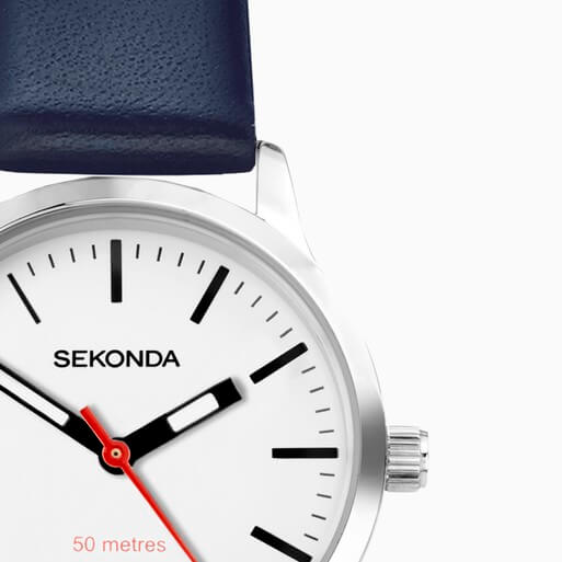 Nordic White Dial & Blue Leather Strap Watch