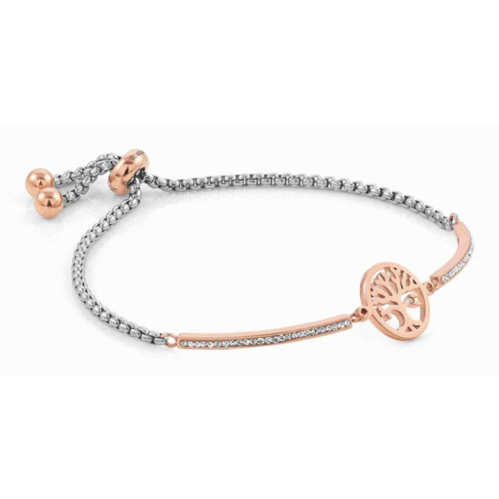 Milleluci Bracelet In Stainless Steel, CZ Stones & Rose Gold Tree of Life